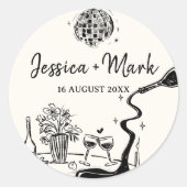 Elegant De Nacht Voor Het Huwelijk Ronde Sticker (Voorkant)