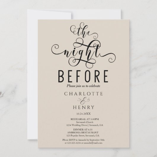 Elegant de nacht voor het repetitief eten kaart (Voorkant)