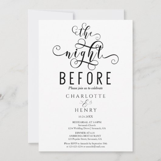 Elegant de nacht voor het repetitief eten kaart (Voorkant)