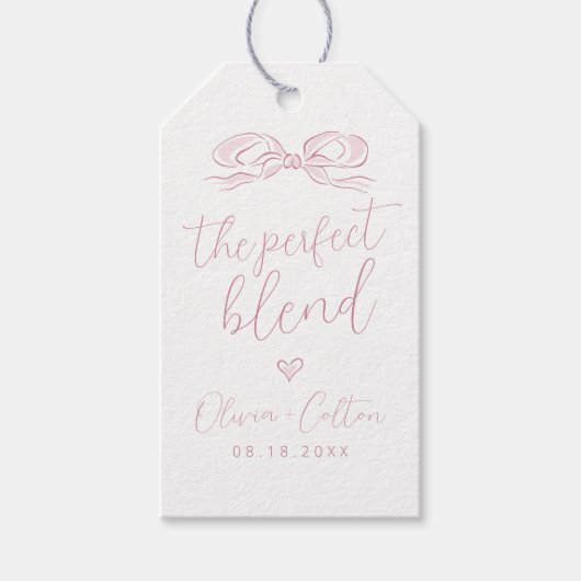 Elegant De Perfecte Mix Roze Strik Bruidsuitnodigi Cadeaulabel (Voorkant)