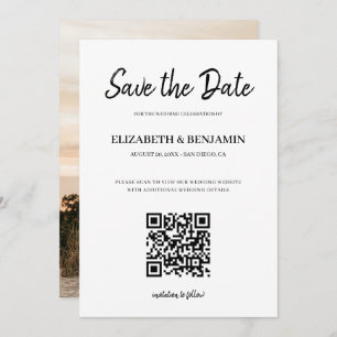 Elegant de QR-codefoto van het kalligrafische scri Save The Date