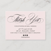 Elegant de roze orde van de manuscriptpastel dank  visitekaartje (Voorkant)