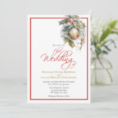 Elegant December Kerstmis Rode Gouden Bruiloft Kaart (Staand voorkant)