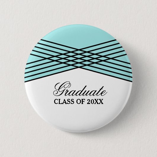 Elegant Deco Aqua Afstuderen Button (Voorkant)