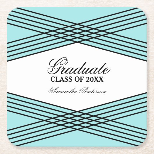 Elegant Deco Aqua Afstuderen Onderzetters (Voorkant)