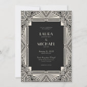 Elegant  Deco Black Ivory Invitation Kaart (Voorkant)