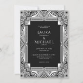 Elegant Deco Black White Uitnodiging (Voorkant)