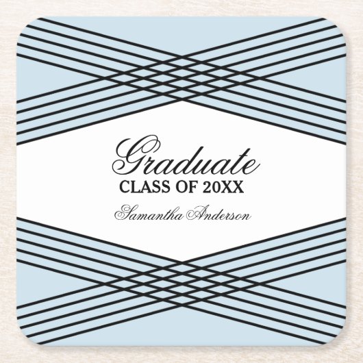 Elegant Deco Blue Afstuderen Onderzetters (Voorkant)