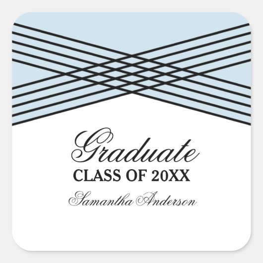 Elegant Deco Blue Afstuderen Stickers (Voorkant)
