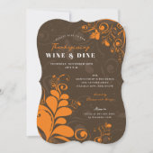 Elegant Deco Fall laat Thanksgiving Dinner Party Kaart (Voorkant)