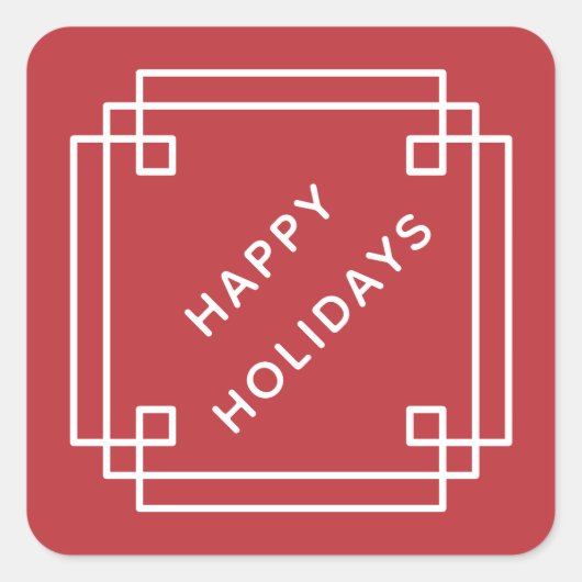 Elegant Deco Frame Happy Holidays Diagonal Sticker (Voorkant)