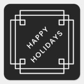 Elegant Deco Frame Happy Holidays Diagonal Sticker (Voorkant)
