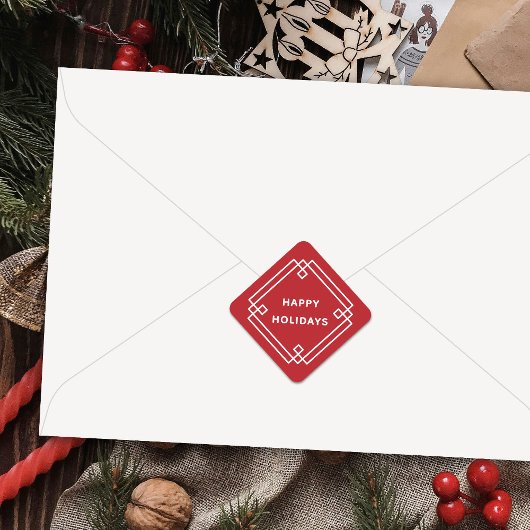 Elegant Deco Frame Happy Holidays Diagonal Sticker