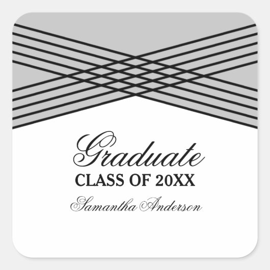 Elegant Deco Gray Afstuderen Stickers (Voorkant)