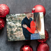 Elegant Deco Joy Frame Full Photo Holiday Card Kaart