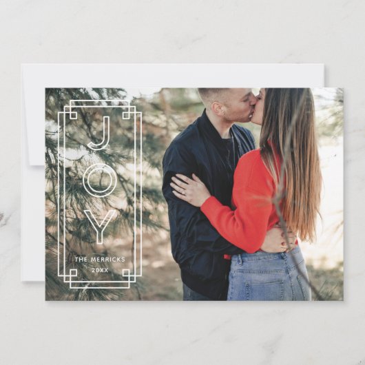 Elegant Deco Joy Frame Full Photo Holiday Card Kaart (Voorkant)