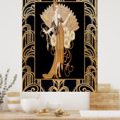 Elegant Deco Lady met Fan Poster (Keuken)