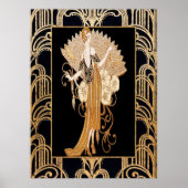 Elegant Deco Lady met Fan Poster (Voorkant)