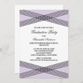 Elegant Deco Paarse Graduation Party Invite Kaart (Voorkant / Achterkant)