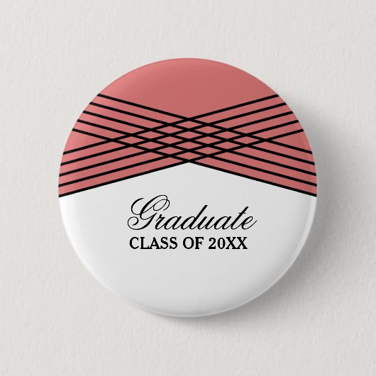 Elegant Deco Red Afstuderen Button (Voorkant)