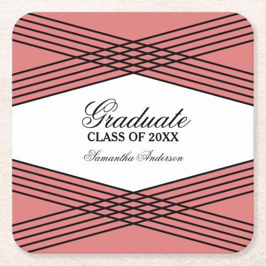 Elegant Deco Red Afstuderen Onderzetters (Voorkant)