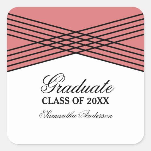 Elegant Deco Red Afstuderen Stickers (Voorkant)