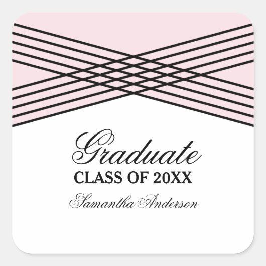 Elegant Deco Roze Afstuderen Stickers (Voorkant)