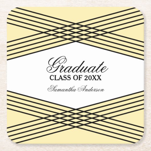 Elegant Deco Yellow Afstuderen Onderzetters (Voorkant)