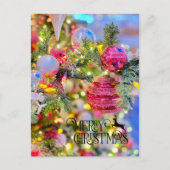 Elegant Decorated Christmas Tree Holiday Postcard Feestdagenkaart (Voorkant)