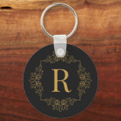 Elegant Decorated Golden SF Monogrammed Sleutelhanger (Voorkant)