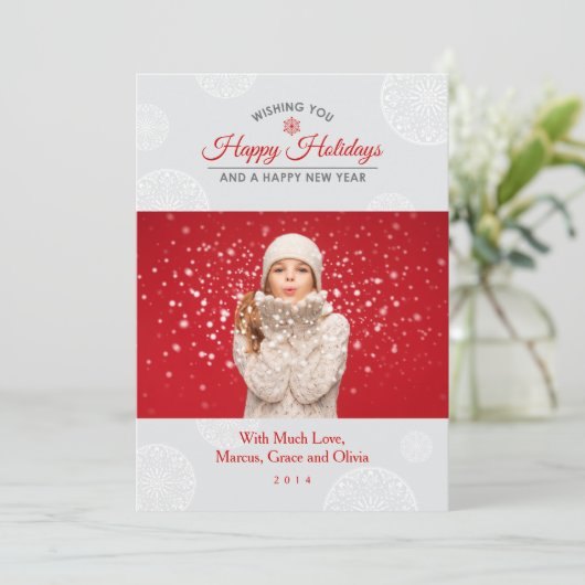 Elegant Decorated Holiday Photo Card Groupon Feestdagenkaart (Staand voorkant)