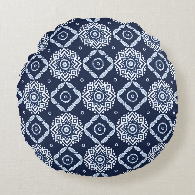 Elegant  decoratief bloemenpatroon rond kussen (Voorkant)