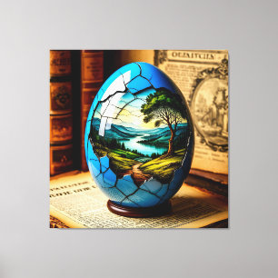 Elegant decoratief ei met landschappelijk decor canvas afdruk
