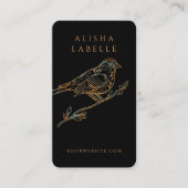 Elegant  decoratief geblazen vogel Logo zwart Visitekaartje (Voorkant)