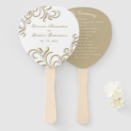 Elegant decoratief goud scroll bruiloft programma handwaaier