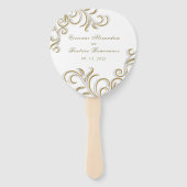 Elegant decoratief goud scroll bruiloft programma handwaaier (Voorkant)