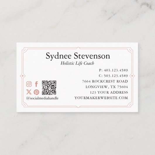 Elegant Decoratief Lijst Vrouwelijke Bloemen Roos Visitekaartje (Achterkant)