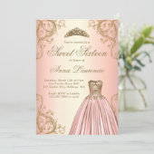 Elegant decoratief Roos Gold Sweet 16 Kaart (Staand voorkant)