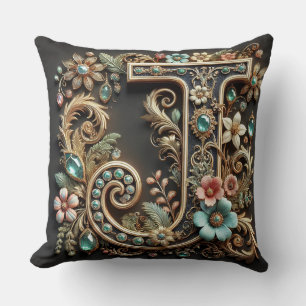 Elegant decoratieve letter J ontwerp Kussen