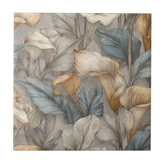 Elegant Decorative Calle Lilies  Tiles   Tegeltje (Voorkant)