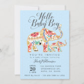 Elegant Decorative Elephant Baby shower Invitation Kaart (Voorkant)