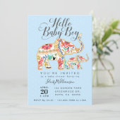 Elegant Decorative Elephant Baby shower Invitation Kaart (Staand voorkant)