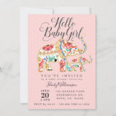 Elegant Decorative Elephant Baby shower Invitation Kaart (Voorkant)