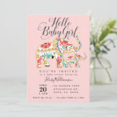 Elegant Decorative Elephant Baby shower Invitation Kaart (Staand voorkant)
