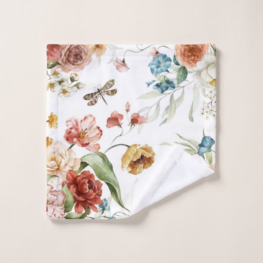 Elegant decorative floral patterned towel set  bad handdoek (Wasdoekje)