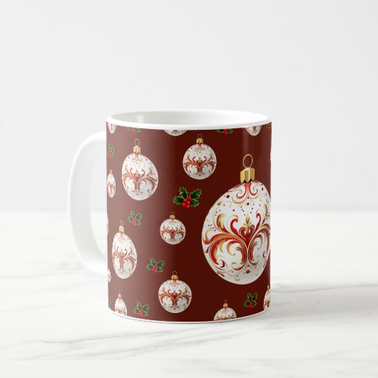 Elegant decorative holiday Christmas Koffiemok (Voorkant links)