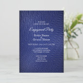Elegant Decorative Navy Blue Verloving Invitation Kaart (Staand voorkant)