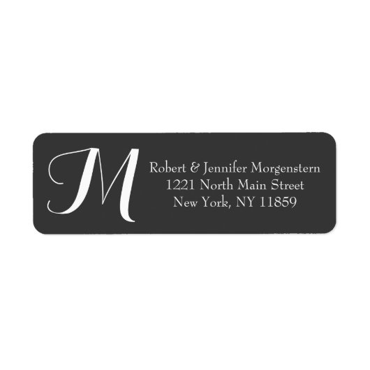 Elegant decorative Script Black White Monogram Etiket (Voorkant)