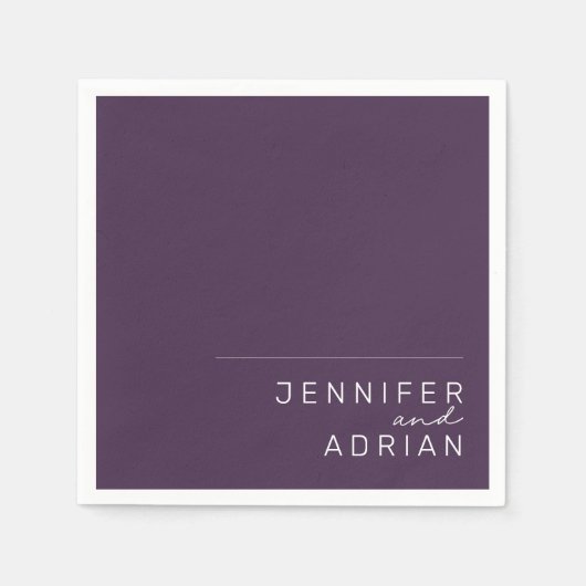 Elegant Deegal Minimal Paars Modern Wedding Napki Servet (Voorkant)