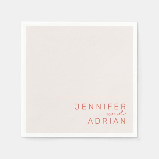 Elegant Deegal Minimal White en Red Modern Weddi Servet (Voorkant)